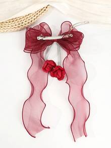 1pc Cute Sweet Bow Hair Clip, Suitable For Girls, Decor For Back Of Head, Spring Clip For School, Music Festival, Beach, Picnic, Hair Accessory - Multicolor - View 7
