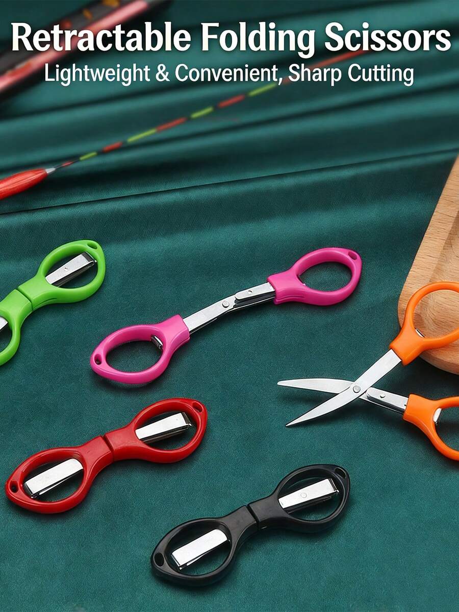 1pc Stainless Steel Foldable Scissors, Fishing Tackle Box Accessory, Portable Fishing Tool, Suitable For Cutting Line, Lead, Handicraft And More - Folding Scissors - View 1
