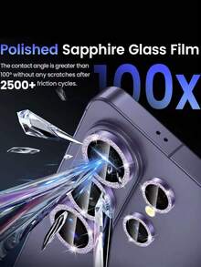 Alloy Sparkling Rhinestone 1 Set Galaxy S25 Ultra/Galaxy Fold 7 Camera Lens Protector, Single Lens Protector, Ultra-Thin Tempered Glass With Aluminum Alloy Frame, Compatible With Galaxy S25 Ultra Phone Case Mother's Day Gift - Purple - View 7