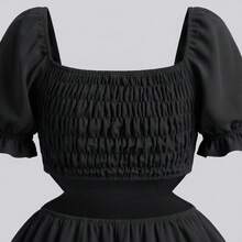 Women's Plus Size Short Dress, Open Style With Slit, Lightweight And Comfortable, Sizes 46 To 56 - Black - View 8