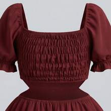 Women's Plus Size Short Dress, Open Style With Slit, Lightweight And Comfortable, Sizes 46 To 56 - Rojo burdeos - Ver 8