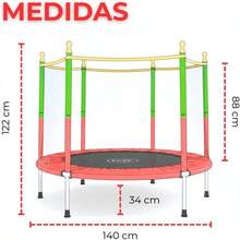 COOLSHT Trampolin Brincolin para Niños 1.4 Diámetro con Red De - Rojo - Ver 10