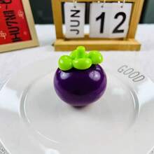 1pc Fluid Mangosteen Squishy Toy, Realistic Fruit Stress Relief Slow Rebound Putty (Leaf Color Random) - Multicolor - View 8