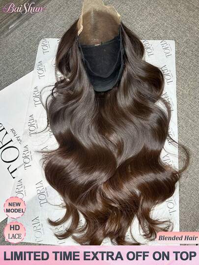 13x4 13x6 5x5 Mixed Virgin Brazilian Hair Frontal Lace Wig, 30 Inch Wavy Pre-Plucked Hairline 200% Density 12A Chocolate Brown Color Lace Front Wig For Women