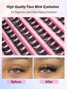 Asiteo 120pcs Individual False Eyelashes, DIY Eyelash Extension, Lightweight Soft Lashes For Daily Wear, Natural Looking Lash Strips D Curl Cluster False Eyelashes, Soft Natural Makeup Effect 8-16mm Mixed Lash Extensions For Daily Makeup - D - View 4
