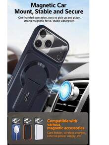 Ốp điện thoại từ tính chống sốc chuẩn quân sự tương thích với iPhone 17 Pro Max, áp dụng cho S26U/S25/24P/A56/16/26, ốp điện thoại đa chức năng chống rơi với giá đỡ từ tính, tương thích với iPhone 17/17 Air/17 Pro/17 Pro Max/16/16 Pro/16E/16 Pro/16 Plus/16 Pro Max/15 Pro Max/15 Pro/15 Plus/15/14/14 Pro/14 Plus/14 Pro Max/13/13 Pro/13 Pro Max - màu đen - Xem 3
