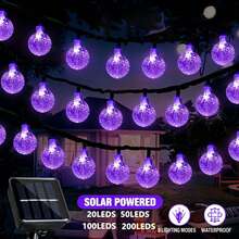 5/7/12/22m LED 太陽能水晶球泡泡燈串 大泡泡燈 太陽能庭院燈 戶外照明 露營燈 8種照明模式 適用於花園、露營、LED燈飾、派對、萬聖節與聖誕裝飾 - 太陽能氣泡燈 - 查看 3