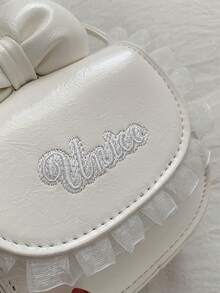 Túi phụ kiện chữ cái mới, Túi đeo vai công chúa nơ xinh xắn, Túi đeo chéo mini chấm bi thời trang. - trắng - Xem 6