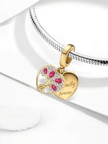 1 pieza Colgante de plata de ley 925 con diseño de corazón infinito, adecuado para hacer pulseras de joyería DIY para mujeres - Dorado - Ver 8