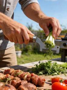 Hachoir à poignée pour couper les oignons verts, un outil pour hacher uniformément les herbes et l'ail, parfait pour la préparation des repas à la maison et au restaurant - Multicolore - Voir 4
