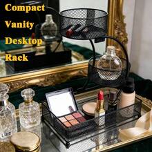 Storage Rack, Three-Tier Lightweight Metal Cosmetic Storage Rack With Circular Baskets, Rust-Resistant Coating, Dormitory Storage Rack, Bathroom And Kitchen Storage Rack, Outdoor Storage Box/Cabinet Rack – Makeup Organizer. - 經典黑色有圓形籃子 - 查看 7