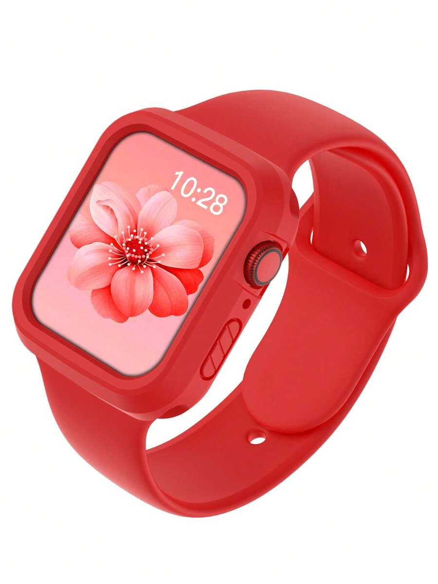 二合一运动硅胶表带和表壳，兼容 40mm、41mm、42mm、44mm、45mm、46mm 和 49mm 尺寸。柔软舒适的铆钉硅胶表带和灵活的开放式保护壳，兼容 Ultra/11/10/9/8/7/6/5/4/SE 型号。男女通用智能手表表带和表壳套装