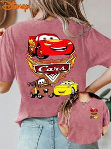Disney License T Shirts,Disney PIXAR1 Cars Lightning McQueen Mater Cruz Ramirez Cartoon Graphic Oversized T Shirt Women Casual Drop Shoulder Short Sleeve Tee Summer Streetwear Top For Cars Fans Kids Adult ,Camiseta, Summer Outfits For Women, Summer Clothes, Summer Tops, Tops For Women, Festival Outfits, Summer Tops For Women, Mother's Day, Mother's Day Clothing, Gifts For Family And Friends, Spring Outfits For Women, Officially Licensed Disney T-Shirts, Disney Men's And Women's Spring/Summer Fashion Casual Short-Sleeve T-Shirts - 玫紅色 - 查看 1