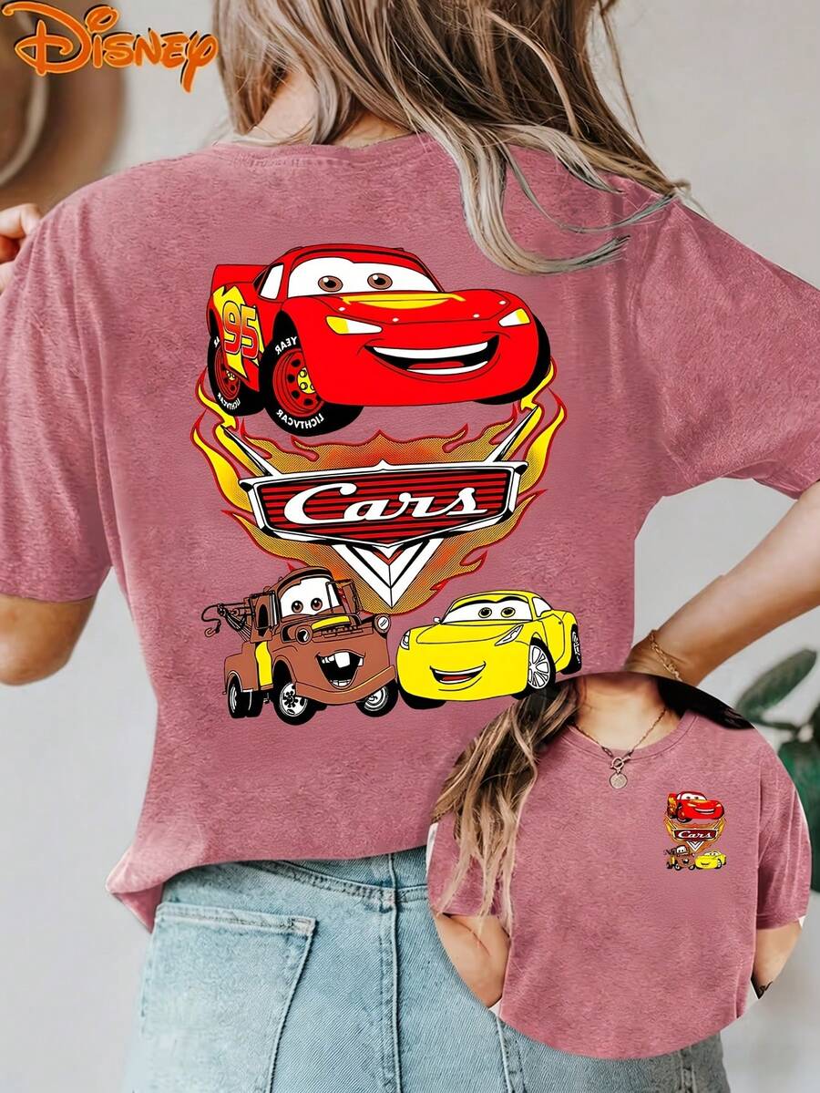 Disney License T Shirts,Disney PIXAR1 Cars Lightning McQueen Mater Cruz Ramirez Cartoon Graphic Oversized T Shirt Women Casual Drop Shoulder Short Sleeve Tee Summer Streetwear Top For Cars Fans Kids Adult ,Camiseta, Summer Outfits For Women, Summer Clothes, Summer Tops, Tops For Women, Festival Outfits, Summer Tops For Women, Mother's Day, Mother's Day Clothing, Gifts For Family And Friends, Spring Outfits For Women, Officially Licensed Disney T-Shirts, Disney Men's And Women's Spring/Summer Fashion Casual Short-Sleeve T-Shirts - 玫紅色 - 查看 1