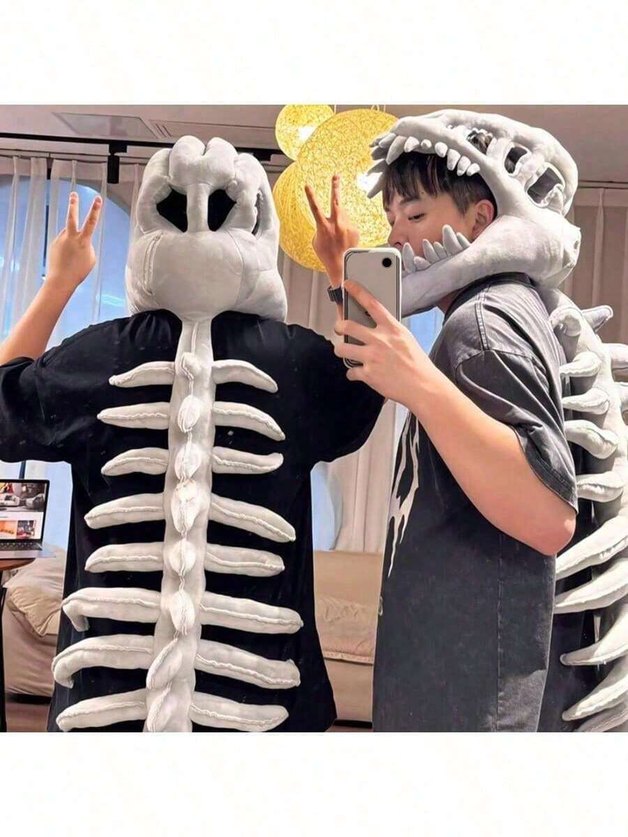 Dinosaur Skeleton Costume Set Fun Skeleton Dress-Up Animal Theme Party Cosplay Adult - Grey - View 1