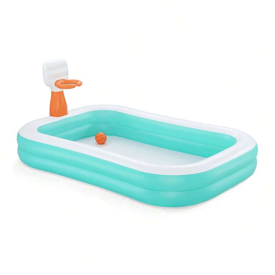 Alberca Infantil Pscina Inflable Con Canasta De Basketball - Azul menta - Ver 1