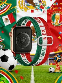 2026 USA-Canada-Mexico Soccer Themed Stretchy Watch Band, Waterproof Elastic Solo Loop Sport Strap Compatible With Apple Watch 38/40/41/42/44/45/46/49mm, For Apple Watch Series 11–1, SE & Ultra, Men & Women - World Cup Edition - View 6