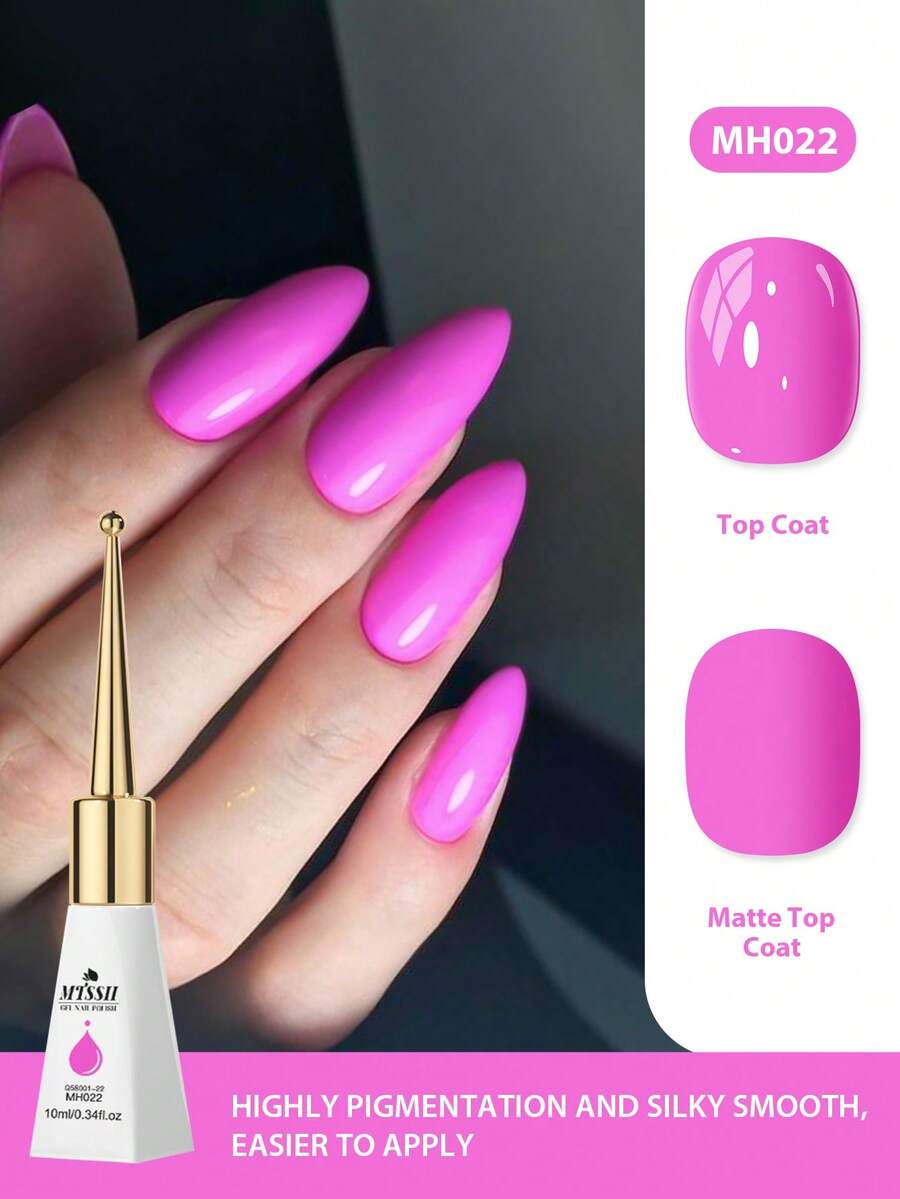 Mtssii 1pc 10ml Fluorescent Neon Color Gel Nail Polish , HEMA TPO FREE Semi Permanent Soak Off UV Gel Varnish For Summer Nails, Long Lasting, Lead-Free DIY Nail Art Design All For Decoration, Manicure Painting Gel Varnish For Salon And Home Nail Supplies - 紫羅蘭色 - 查看 1