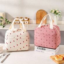 1pc Fashionable Minimalist Fresh Strawberry Print Multi-Layer Insulated Lunch Bag, Suitable For Picnics, Camping, Parties With Friends - Multicolor - View 8