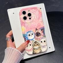 1 chiếc ốp lưng điện thoại bằng chất liệu TPU dễ thương, họa tiết xoáy 6 chú mèo màu trắng kem, dày dặn, chống sốc, cắt chính xác, bảo vệ ống kính, tương thích với iPhone 17/17 Pro/17 Pro Max/17 Air/16/11/16 Pro/16 Plus/16 Pro Max/16e/15 Pro Max/13/14/12/11/7G/8P, Galaxy S25/S25 Plus/S25 Ultra/A05/A05S, lựa chọn thời trang cho người dùng. - trắng - Xem 6