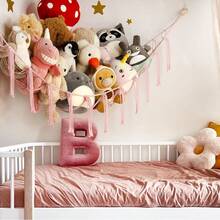Hamaca de almacenamiento de muñeca de peluche grande - Decoración de habitación femenina rosa - Organizador colgante de muñeca de peluche - Decoración bohemia para dormitorio, decoración navideña, regalo de Navidad, decoración navideña para el hogar - Multicolor - Ver 6