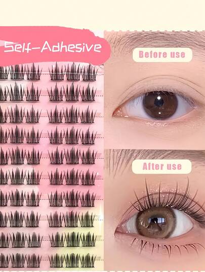 LIMEIKAI 60 Clusters Natural False Eyelashes, Self Adhesive Lashes,Featuring A Fresh, Natural And Realistic Eyelash Style, Are Perfect For Your Makeup Look And Suitable For Weddings