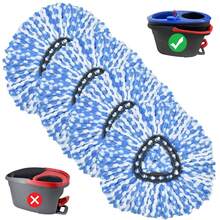 Đầu lau nhà mini xoay Yuunaie 1/2/4 chiếc, phù hợp với hệ thống lau nhà 2 bình O-Cedar/RinseClean, có thể giặt và tái sử dụng, dùng để lau dọn nhà bếp và phòng tắm. - Xanh và trắng - Xem 9