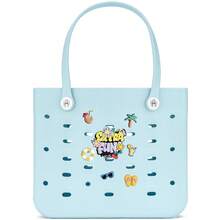 Oversized EVA Beach Tote Bag, Multi-Size Durable Rubber Tote Handbag For Women, Lightweight & Breathable Open Top Shopping Bag, Waterproof Sand Resistant Shoulder Bag, Quick Dry Easy Clean, Perfect For Pool Beach Vacation Travel Camping Casual Outings, DIY Ready Solid Color Basket Bag - 彩色 - 查看 20