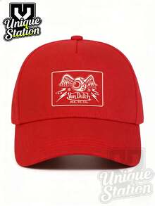 Dutch,1 Cap - Unisex Lettering &Print Hip-Hop Street-Style Baseball Cap Trucker Hat, Dad Hat, Hip-Hop Cap - Ideal For Outdoors, Travel, Hiking, And The Beach - Đỏ - Xem 3