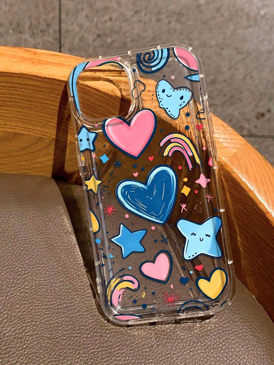 Draw 可愛彩虹星星印花透明手機殼,相容 iPhone 13/11/17/17pro/16/14/15/15pro/15 Plus/15 Promax/12pro/13pro/14pro/12mini/13mini/11promax/12promax/13promax/14promax/14plus/17pro Max/17Air/16Pro/16plus/16promax/17promax,相容 Galaxy/A54/A14/A12/A13/A15/A32/A33/A24/A52S/S20/S21/S22/S23/S24/S23Plus/S24ultra/S25/A15/A33/A23 - 彩色 - 查看 1