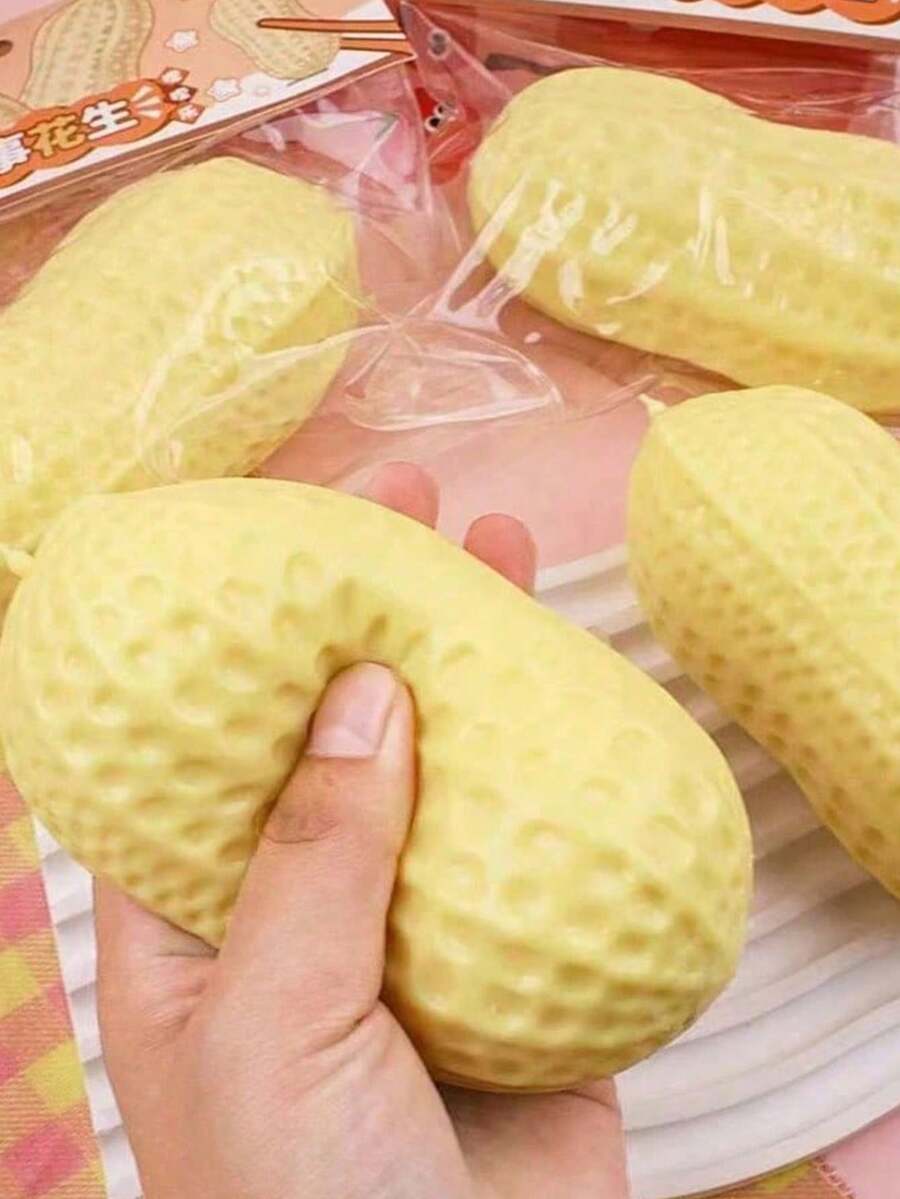 1-3个逼真花生形软胶减压玩具,可爱柔软,慢回弹TPR材质,逼真花生形减压球,成人减压玩具 - 多色 - 查看 1