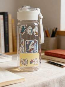 SANRIO Cốc tự làm không in hình dành cho học sinh, cốc đơn giản và dễ sử dụng, cốc nhựa chống rơi vỡ có ngăn đựng trà, bình nước chịu nhiệt (kèm sticker ngẫu nhiên) - Màu Xám nhạt - Xem 6