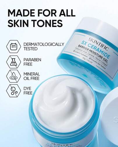 SKINTIFIC 5倍神经酰胺屏障修护保湿霜，24小时控油清凉凝露霜，保湿舒缓抗衰老，适合油性敏感肌肤
