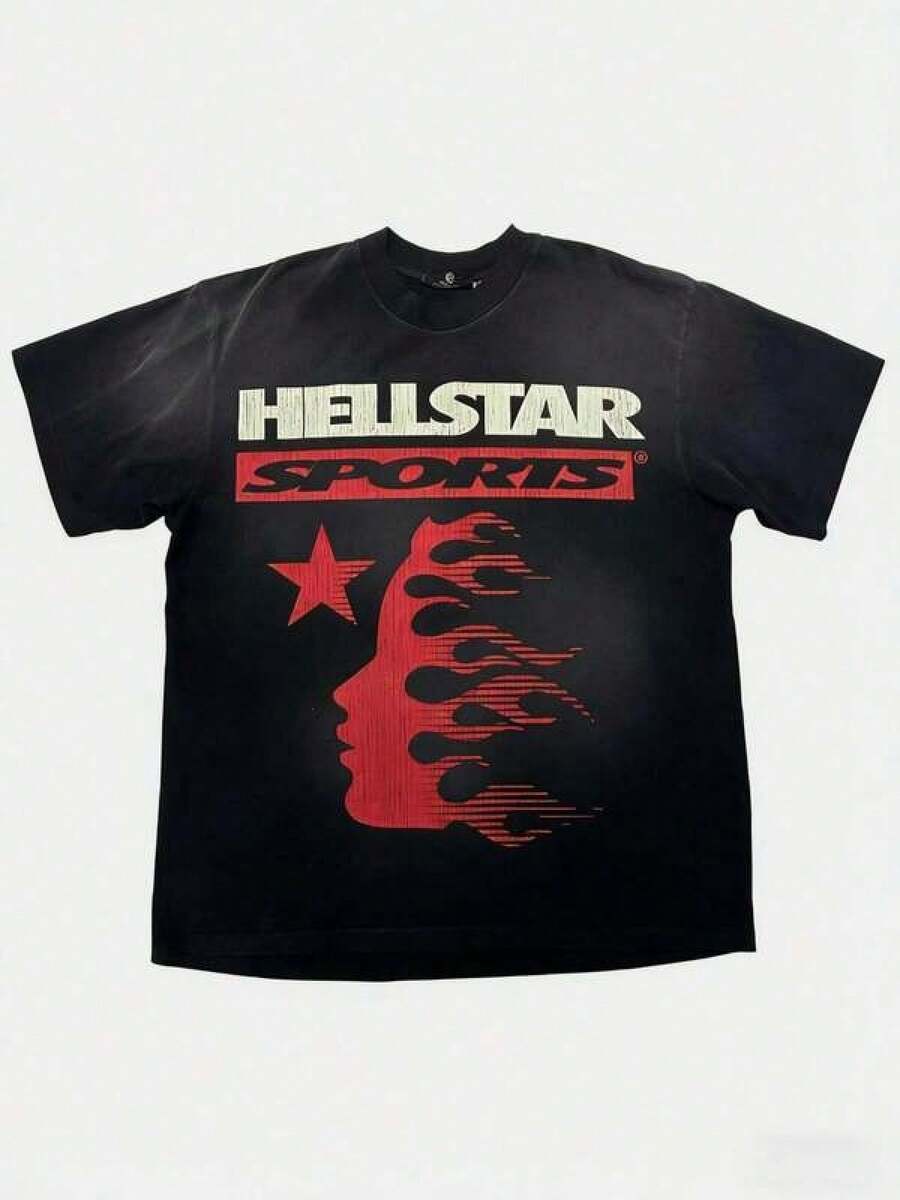 Hellstars Sports Red Silhouette Vintage Graphic T-Shirt,180g 100% Cotton,Round Neck Short Sleeve,Black Streetwear Essential For Summer Going Out,Unisex Style Summer Clothes,Summer Tops,Summer Outfits,Cute Tops,Black Top,Spring Break Outfits,Spring Tops,Graphic Tee,Family Matching Outfits,Tops For Women,Mens Clothes,Men Shirts,Boys Clothes,Girls Clothes,Tween Girl Clothes,Shirts For Teen Girls,Toddler Boy Clothes - 黑色 - 查看 1