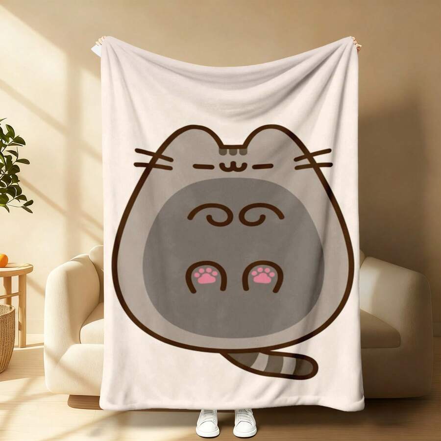 1pc P-Pusheens Cartoon Cat Plush Fleece Blanket - Soft All-Season Throw With Playful Cat & Heart Print, Multi-Use For Sofa, Bed, Office, Outdoor - Machine Washable, Perfect Gift For Friends & Family, Cute Blanket, Cozy Home, A Cozy Throw Blanket And Tapestry For Bedroom Decor. Soft Flannel Home Decor With Cross-Stitch Style, Perfect As Mothers Day Gift Or Teacher Appreciation Gifts. Ultra-Soft 280GSM Flannel For Couch, Bed, Dorm. Sizes 30x40 To 60x80. - Nhiều màu 10 - Xem 1