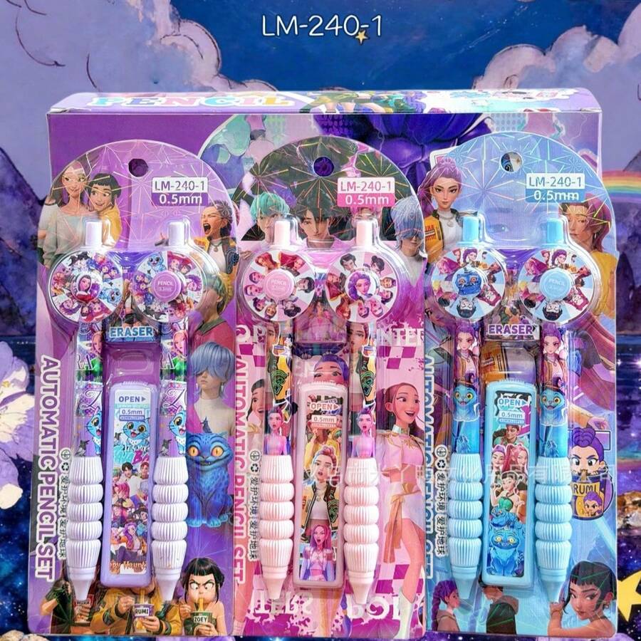 Hasbro 1 pieza Conjunto de lápices de regalo de estilo oscuro de chica mágica, impresión de dibujos animados de alta calidad, mina suave, adecuado para exámenes, práctica de escritura, dibujo, set de papelería para estudiantes de secundaria/primaria - Multicolor - Ver 1