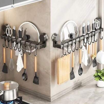 Organizador de Parede com Ventosa – Multifuncional para Acessórios de Cozinha