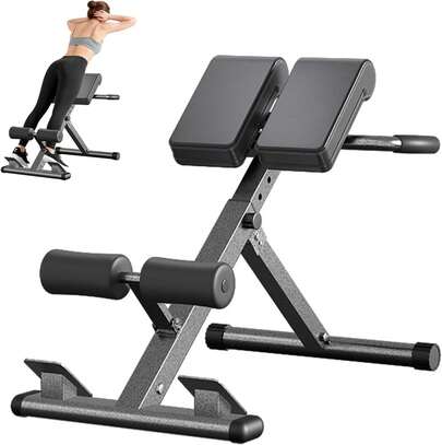 Silla Romana de Hiperextensión Ajustable, Banco de Hiperextension Multifuncional para Casa, Gimnasio Entrenador para Espalda, Abdominales, Lumbares y Glúteos, Plegable Silla Romana