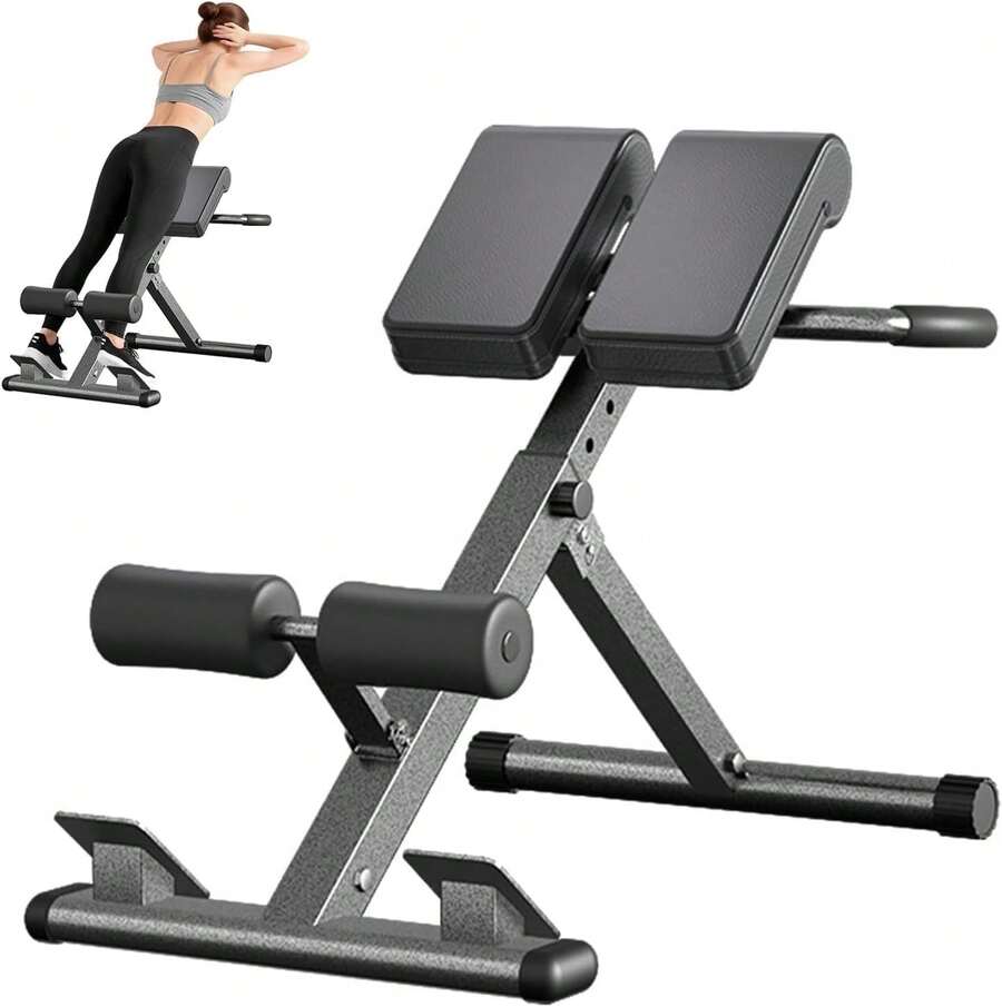Silla Romana de Hiperextensión Ajustable, Banco de Hiperextension Multifuncional para Casa, Gimnasio Entrenador para Espalda, Abdominales, Lumbares y Glúteos, Plegable Silla Romana - 1 - Ver 1