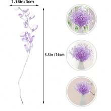 5/50个亚克力珠吊坠花茎花束人造装饰水晶花苞枝插花，适用于婚礼家居装饰花卉装饰工艺品 - 紫色 - 查看 3