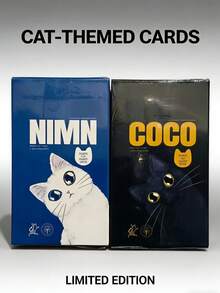 NIMN 白猫黑猫塔罗牌，原创入门卡牌，可爱明信片盒装游戏卡牌，灵兽占卜神谕卡牌套装，适用于占卜、游戏礼品、派对游戏、互动游戏、节日游戏、创意礼品、家庭聚会娱乐卡牌游戏、朋友聚会桌游、节日旅行娱乐游戏、情侣卡牌桌游 - 彩色 - 查看 5