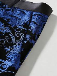 Pantalon de costume de scène polyvalent et décontracté pour homme avec imprimé doré sur tout le vêtement - bleu indigo - Voir 4
