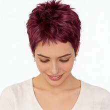 Beaushine Short Brazilian Remy Human Hair Wig Pixie Cut Style, Color 99J, Maintenance-Free, With Soft Rose Mesh Cap, Suitable For Daily Wear And Special Occasions - S99J - View 5