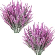 2PCS UV Resistant Artificial Lavender Flowers - Plastic Faux Vine Plants For Outdoor, Garden, Porch, Window Box, Home & Table Decor - Reunion Occasion Purple Fake Flowers - Rose Purple - View 8