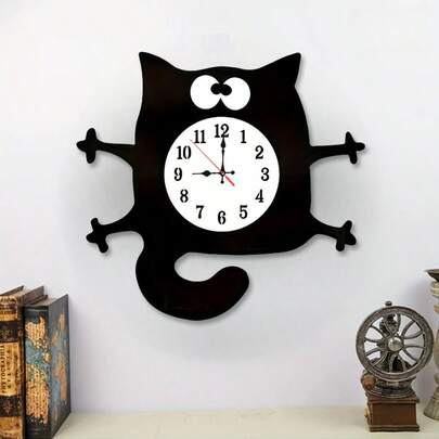Đồng hồ treo tường acrylic hình mèo đen độc đáo, kích thước 9.87 x 11.81 inch. Món quà độc đáo, thích hợp cho văn phòng, phòng ngủ, phòng tắm, phòng ăn, phòng khách, trang trí phòng, trang trí hình mèo, trang trí sinh nhật/tốt nghiệp/Giáng sinh, trang trí tường, trang trí nhà cửa, đồng hồ.