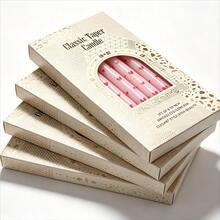 24 PCS Pink Heart Printed Taper Candles 10 Inch, Unscented Smokeless Long Burning Candlesticks With Cotton Wicks, Perfect For Weddings, Home Decor & Mother's Day - 24pcs - View 7