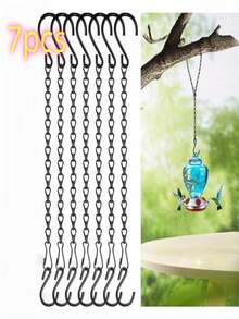 7pcs 11.4 Inch Black Adjustable Iron Hanging Hooks, Suitable For Indoor And Outdoor, Perfect For Hanging Plants, Bird Feeders, Lanterns And Flower Baskets. Outdoor Plant Hanger | Decorative Plant Hanger | Durable Plant Hanger - A - View 3