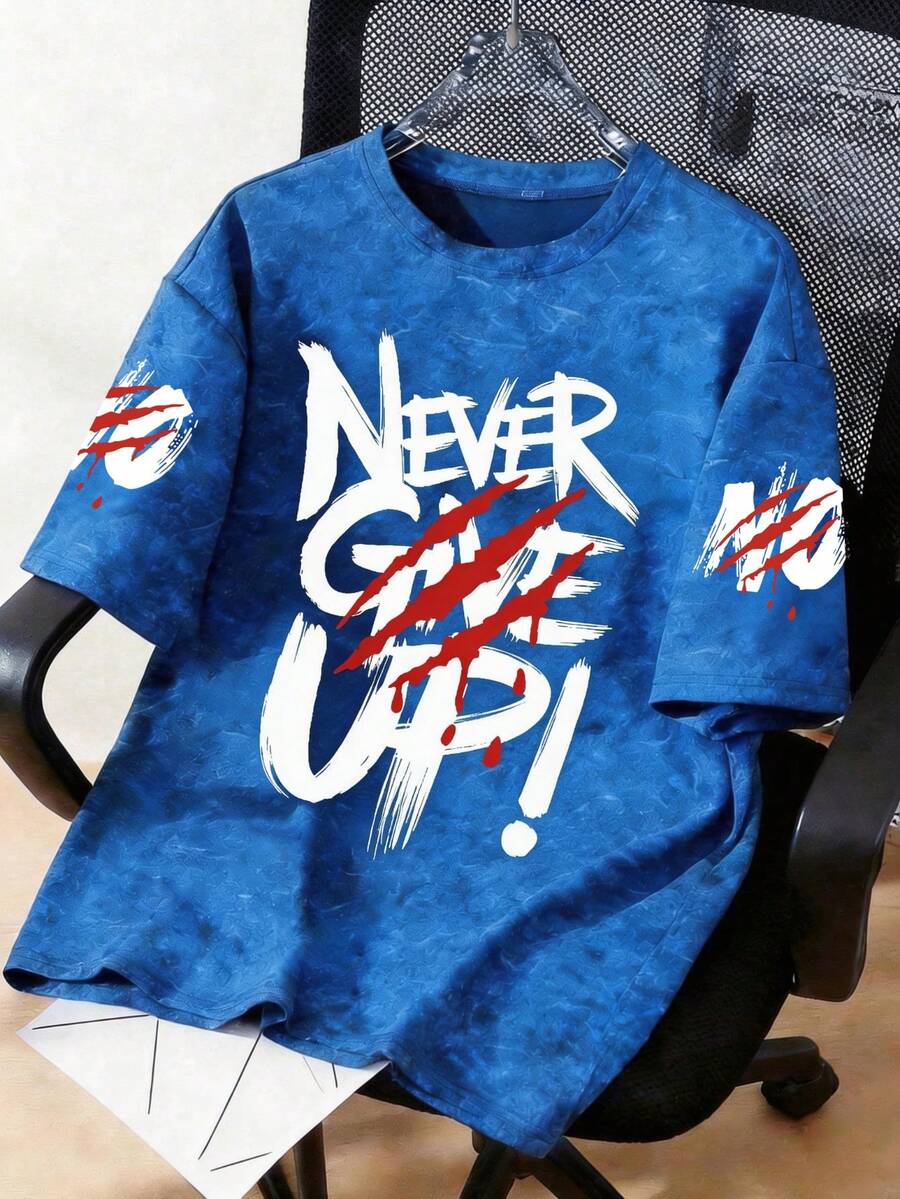 Ropa para adolescentes, camiseta para niños, camiseta gráfica de ajuste holgado y casual con diseño de eslogan personalizado - Camiseta de manga corta y cuello redondo, lavable a máquina - Regalo perfecto para el verano, adecuado para la escuela y el uso al aire libre en primavera/verano - Azul - Ver 1