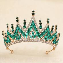 1pc Retro Multi-Color Bridal Crown, Geometric Pattern Palace Style Zinc Alloy Tiara Headpiece For Wedding, Pageant, Performance,Festival,Birthday - Multicolor - View 7