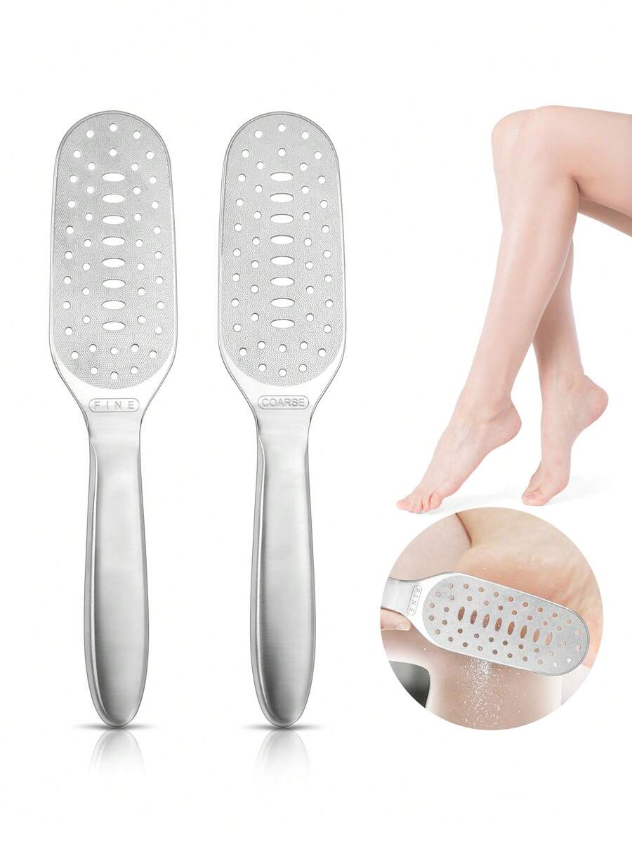 YUANDU Dũa gót chân bằng thép không gỉ, dụng cụ loại bỏ chai sạn hai mặt cho bàn chân, dụng cụ cạo da chết chuyên nghiệp cho bàn chân. - Bạc - Xem 1